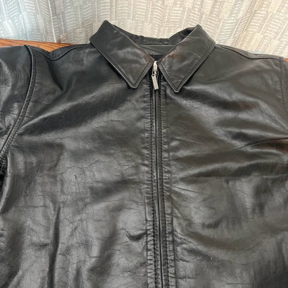Vintage Liz Claiborne Shiny Leather Zip-Front Jacket - XL Lizsport - Picture 4 of 8